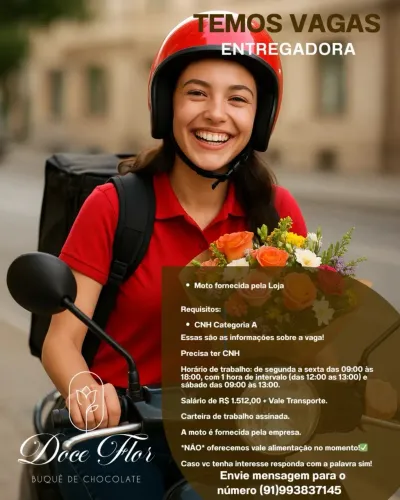 Vaga de emprego para entregadora