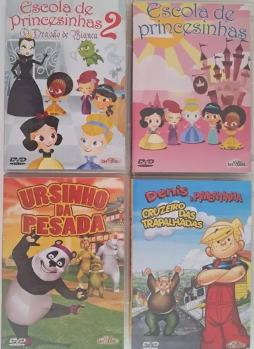 Mini DVD lote com 4 - Escola Princesinhas, Denis o Pimentinha, Ursinho da Pesada