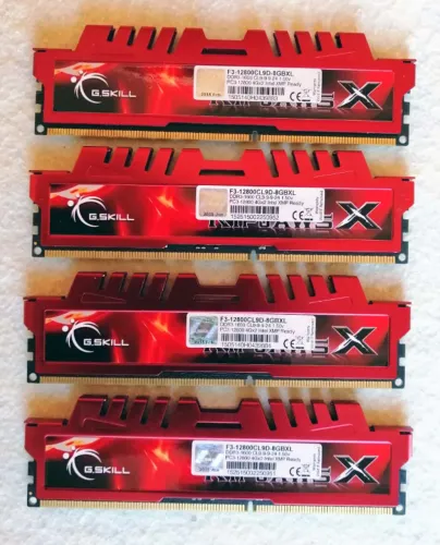 Memória RAM - G. SKILL RIPJAWS X - lote de 4 pentes DDR3 1600 4 Gb por pente total 16 Gb