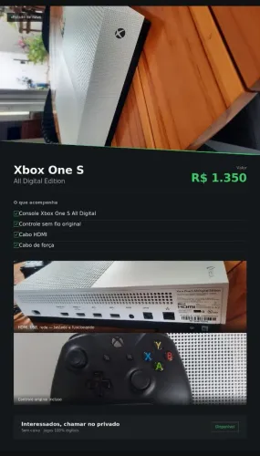 Xbox One S All Digital Edition - Completo.