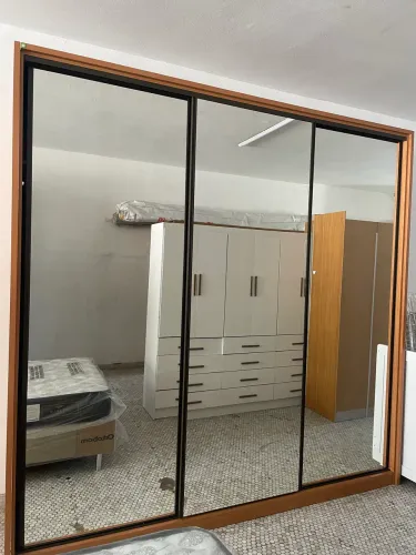 Guarda Roupa De Casal Com Espelho 3 Portas de Correr 6 gavetas