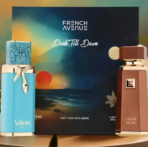 Kit 2 perfumes Árabes Vulcan Feu e Líquid Brun Extrait de Parfum 100ml cada