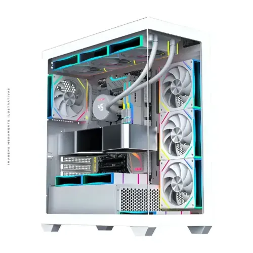 Gabinete Gamer Aquário K-Mex Torre Branca, CG-W6DY, Vidro Temperado, ATX, S/ Fonte, S/ Fan