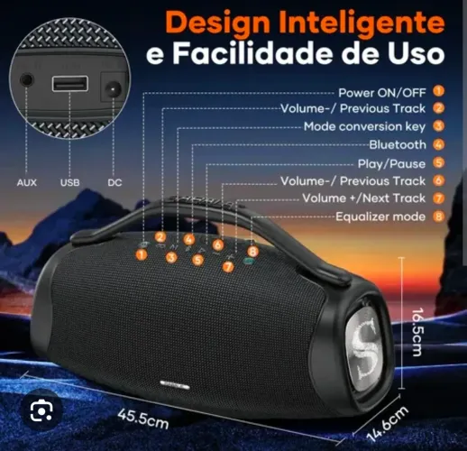 Caixa de som sabala DR - 909 funçao tws resistente a àgua, com marca de uso.