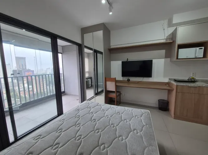 Studio Paraiso 25mts mobiliado, ar condicionado, sacada envidraçada, pronto para morar / l