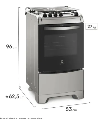 Fogão 4 bocas inox Electrolux