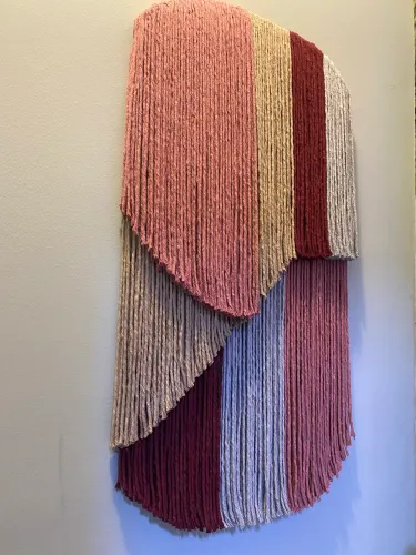 Tapeçaria de pede contemporânea macramê 3D