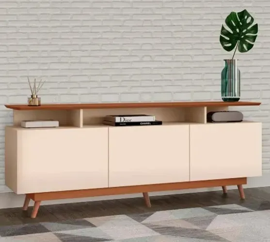 Elegância e Funcionalidade para Sua Sala: Rack Taina 100% MDF com Design Retrô