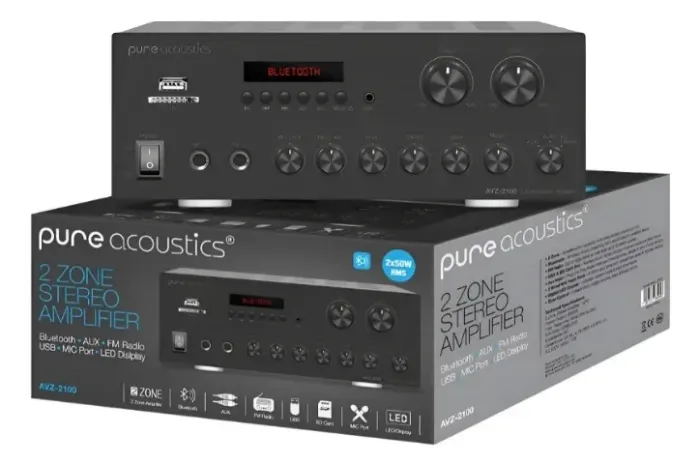 Amplificador de Áudio Compacto Pure Acoustics Avz-2100 - 2 Zonas