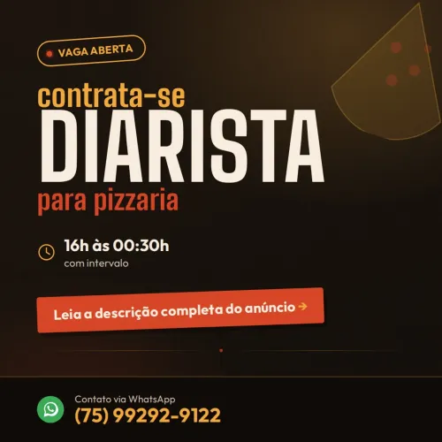 Vaga para DIARISTA (garçonete | aux. de cozinha)