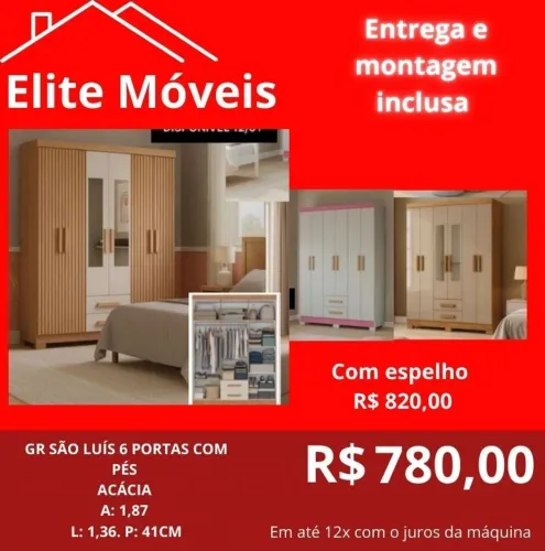 COM A MONTAGEM E A ENTREGA GUARDA ROUPA NOVO NA CAIXA COM GARANTIA DE FABRICA.