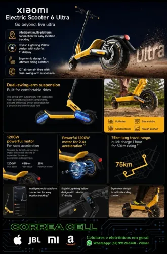 Patinete Scooter Xiaomi 6 Ultra lacrado na caixa com garantia
