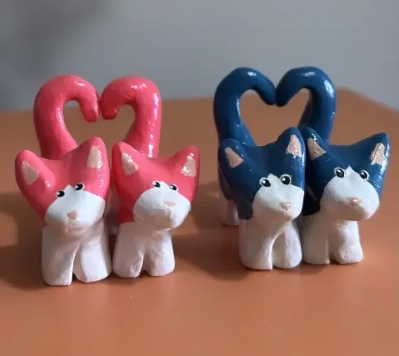 Presente Criativo para Namorados | Casal de Gatinhos Artesanal