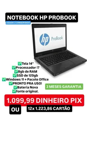Notebook HP Probook i7 + Garantia Loja