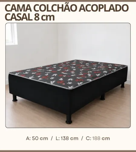 Cama de Casal Colchão Acoplado 8 Cm - Já com Entrega