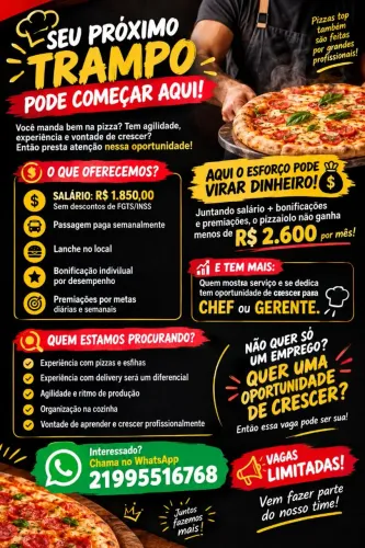 PIZZAIOLO - FREGUESIA R$ 2.600