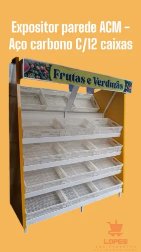 Expositor de frutas e verduras em ACM lateral e central em até 10x sem juros no cartão