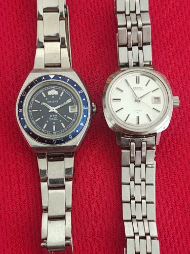 Lote 2 Relogios Orient e Seiko MaticLady Japaneses Vintage Femininos