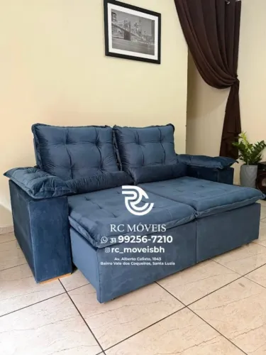 Sofá Retrátil e Reclinável 2m pillow 16cm - estofamento veludo macio | Qualidade Garantid