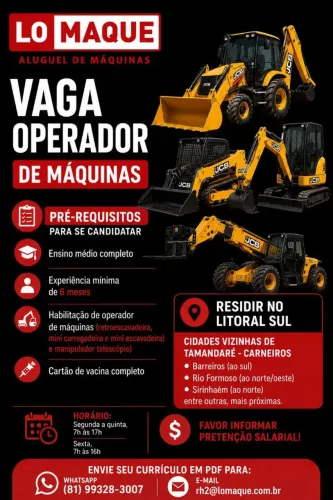 VAGA OPERADOR DE MAQUINAS