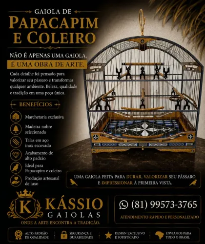 Gaiola de PAPA CAPIM e COLEIRO PREMIUM