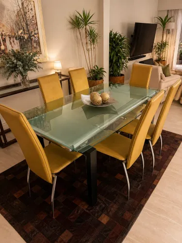 Conjunto Mesa de jantar extensível 6 cadeiras