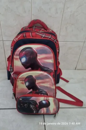 Kit Mochila 3D do Homem Aranha 3 peças 
