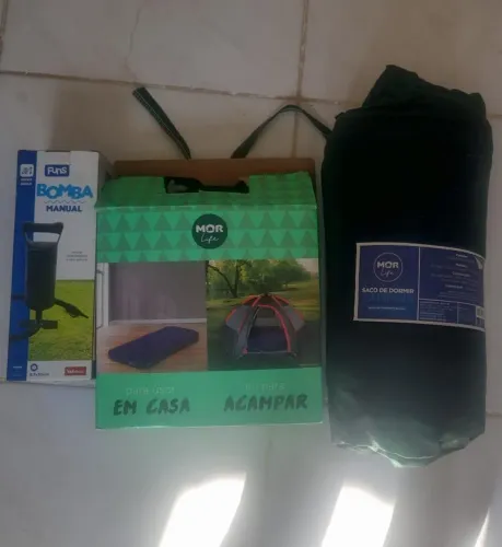 BARRACA+COLCHÃO INFLÁVEL+BOMBA PARA ENCHER