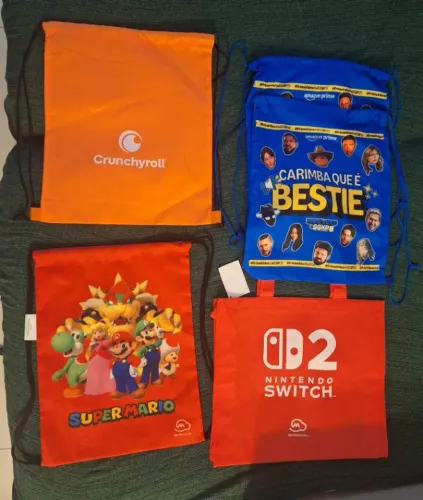 Ecobags, Mochilinhas e Sacochilas da CCXP: Nintendo, Percy Jackson, Amazon, Crunchyroll...