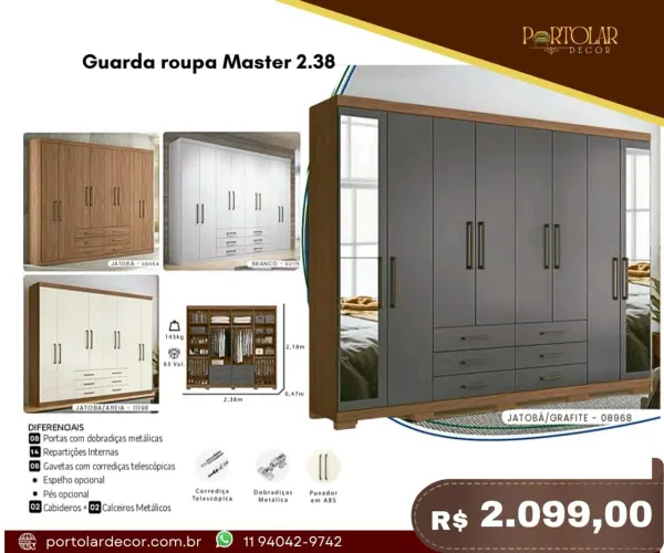 Guarda Roupa Master 2.38 - à pronta entrega
