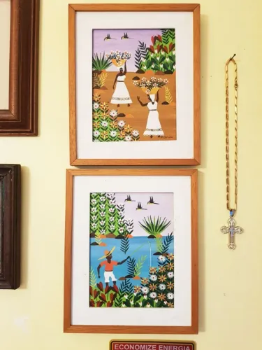 2 Quadros Brasil Antigo Bahia Negros Nordeste Paisagem Pintura Cotidiano Primitivo Vanni