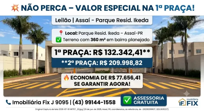 Oferta imperdível ? Terreno no Parque Resid. Ikeda, Assai - PR,