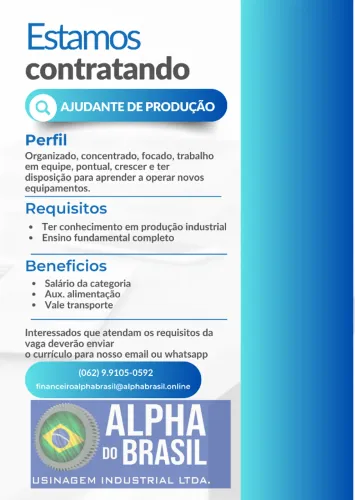 AJUDANTE DE PRODUÇÃO INDUSTRIAL
