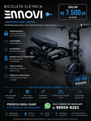 Bicicleta Elétrica Movi Desbloqueada +50 km/h - 400 km Rodados - R$ 7.500