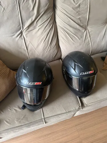 Capacete LS2 FF358 usado, com viseira espelhada + viseira de cristal original