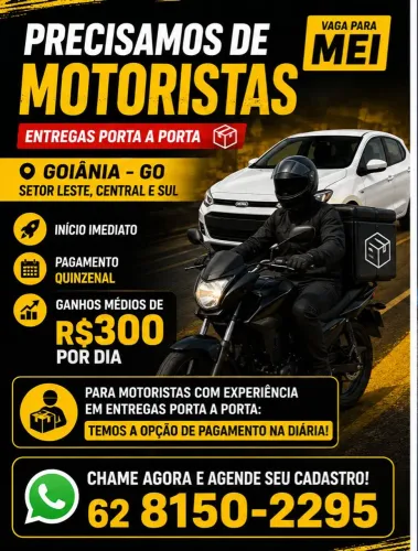 VAGA PARA MOTORISTAS ? ENTREGAS PORTA A PORTA