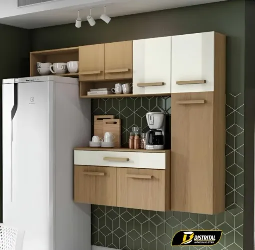 Armário de Cozinha Compacta Suspensa 4 Peças Rubi Novo