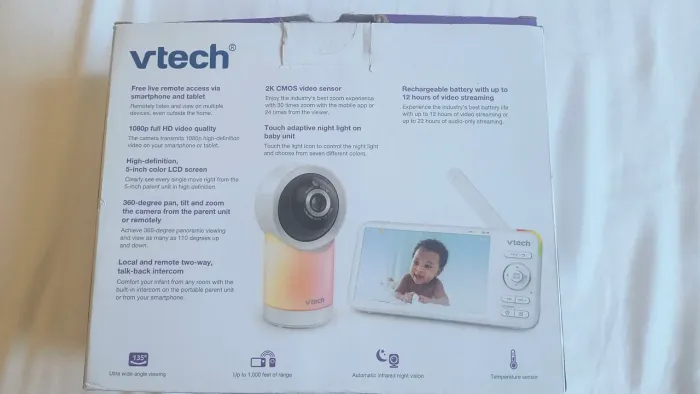 Vtech Rm5766hd Babá Eletrônica Pan Tilt Wifi Com Monitor Cor Branco