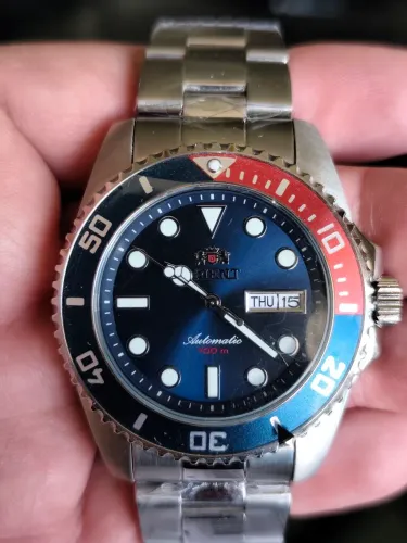 Orient Automático Submariner 42mm F49SS026 D1SX "Pepsi" Novo Garantia