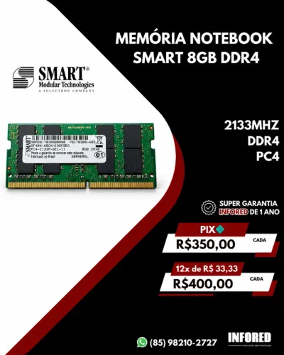Memória RAM Notebook SMART 8GB DDR4 2133MHz