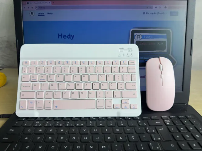 Kit Teclado Bluetooth + Mouse Sem Fio Compatível com iPhone, Android, Tablet e Notebook 
