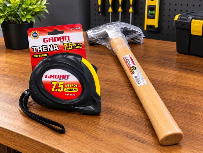 Kit Ferramentas Gadan Novo - Martelo Unha 27mm + Trena Profissional 7.5m