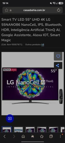 Smart tv 55 polegadas NANOCELL LG SEMI NOVA