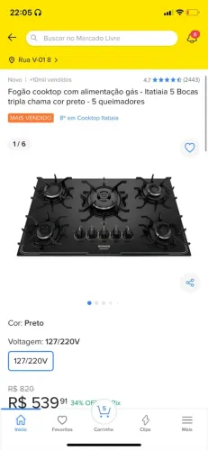 cooktop 5 bocas itatiaia