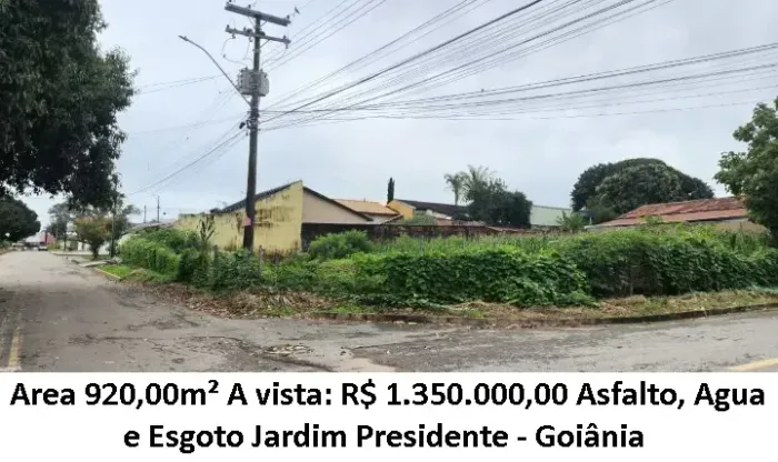 Leia a descrição: Area 920,00m² (Asfalto, Agua e Esgoto) Jardim Presidente