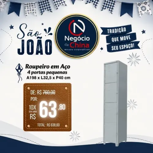 Roupeiro em Aço 4 Portas Pequenas