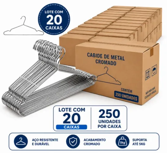 Lote especial de 5000 cabides de metal para Revenda Marketplace Ótimo Preço