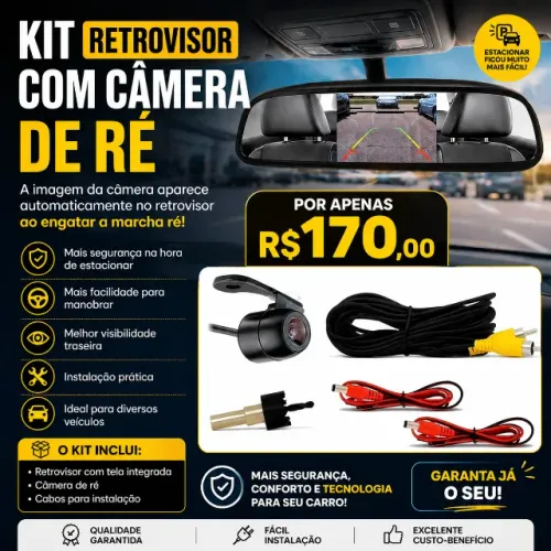 Kit retrovisor com câmera de ré