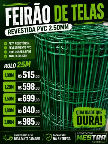 Tela soldada revestida pvc 2.50mm 