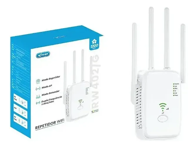 Repetidor Wi-fi Roteador Knup 1200mbps 4 Antenas 5 Ghz